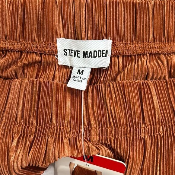 Steve Madden Addy Plisse Pleated  Wide Leg Pants. Orange - Picture 7 of 9